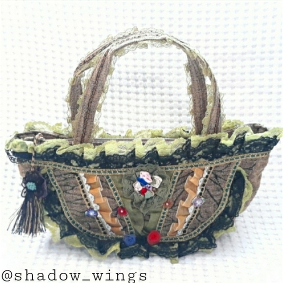 Whimsical Coquette Floral Ruffle Tapestry Bag - Teardrop Shape Bag - Picture 13 of 13